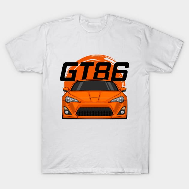 Front Orange GT86 MK1 Pre JDM T-Shirt by GoldenTuners